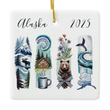 Alaska State Watercolor Kerst Ornament – Noord