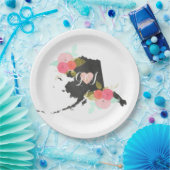 Alaska State Waterverf Floral Monogram Bruiloft Papieren Bordje (Feest)