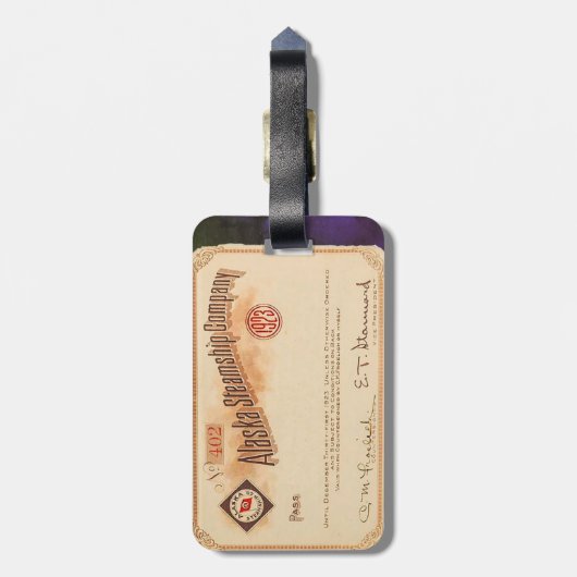 Alaska Steamship 1923 Bagagelabel (Achterkant verticaal)