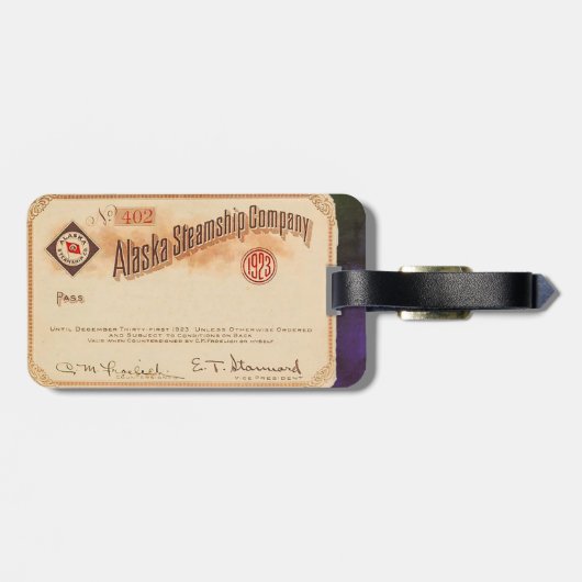 Alaska Steamship 1923 Bagagelabel (Achterkant horizontaal)
