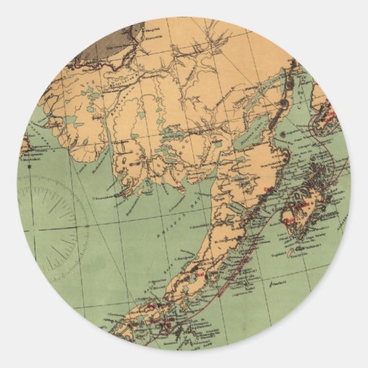 Alaska steenkool en goud kaart ronde sticker (Voorkant)