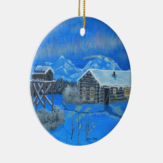 Alaska Struik Homestead Keramisch Ornament (Rechts)