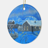 Alaska Struik Homestead Keramisch Ornament (Links)