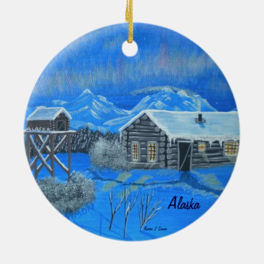 Alaska Struik Homestead Keramisch Ornament (Achterkant)