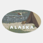 Alaska Struik Plane Souvenirs Ovale Sticker (Voorkant)