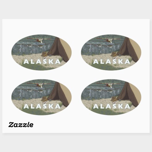 Alaska Struik Plane Souvenirs Ovale Sticker (Vel)