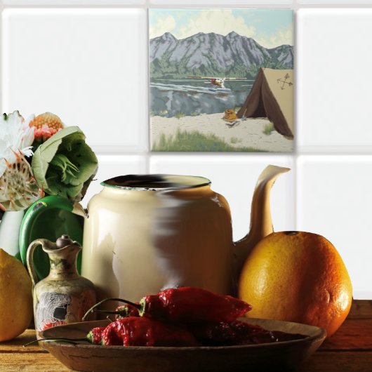 Alaska Struik Plane Vist Herten Camp Lodge Tegeltje