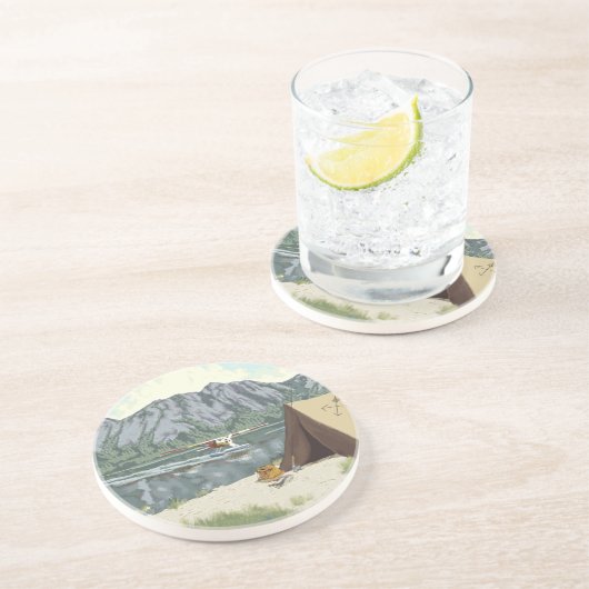 Alaska Struik Planet en Vist reizen Zandsteen Onderzetter (Zijkant)