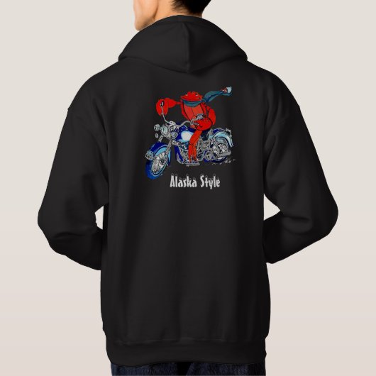 Alaska Style King Crab Motorcycle Kleur gedrukt Hoodie (Achterkant)
