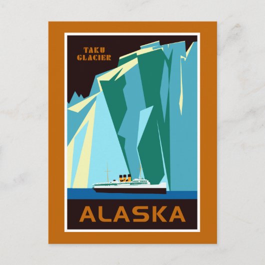 Alaska Taku Glacier retro stijl reizen Briefkaart (Voorkant)