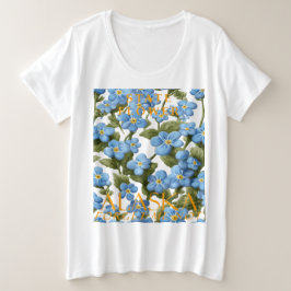 Alaska Territory Flower Artistic Forget-Me-Not Grote Maat T-shirt