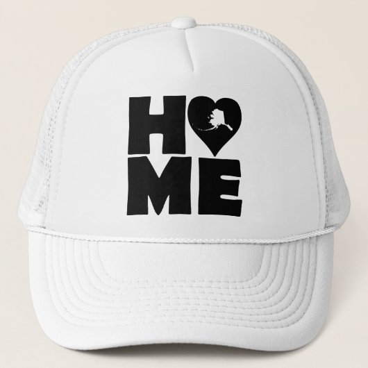 Alaska Thuis Hart Staat Bal Cap Trucker Hoed Pet (Voorkant)