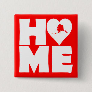 Alaska Thuis Hart Staat Knop Badge Speld Vierkante Button 5,1 Cm