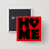 Alaska Thuis Hart Staat Knop Badge Speld Vierkante Button 5,1 Cm (Voorkant /achterkant)