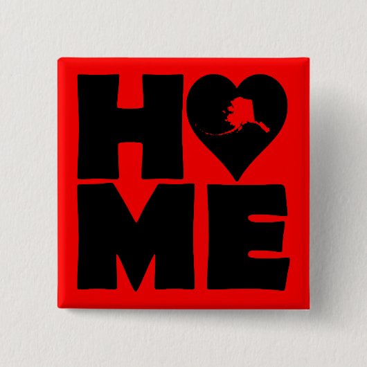 Alaska Thuis Hart Staat Knop Badge Speld Vierkante Button 5,1 Cm (Voorkant)