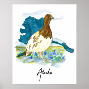 Alaska Toendra Staatsvogel Vergeet-mij-nietje Poster