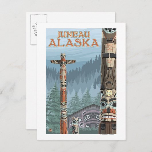 Alaska Totem Poles - Juneau, Alaska Briefkaart (Voorkant / Achterkant)
