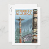 Alaska Totem Poles - Ketchikan, Alaska Briefkaart (Voorkant / Achterkant)