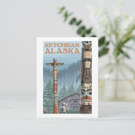 Alaska Totem Poles - Ketchikan, Alaska Briefkaart (Staand voorkant)