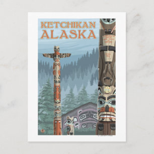 Alaska Totem Poles - Ketchikan, Alaska Briefkaart