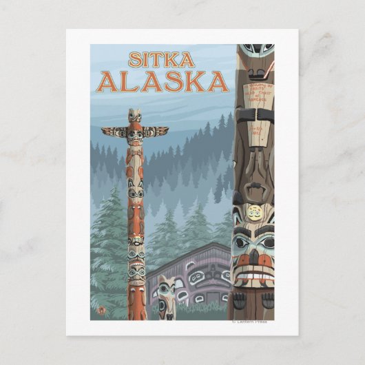Alaska Totem Poles - Sitka, Alaska Briefkaart (Voorkant)