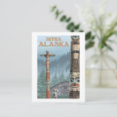 Alaska Totem Poles - Sitka, Alaska Briefkaart (Staand voorkant)