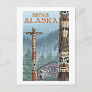 Alaska Totem Poles - Sitka, Alaska Briefkaart