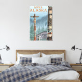 Alaska Totem Poles - Sitka, Alaska Canvas Afdruk (Insitu (Slaapkamer))