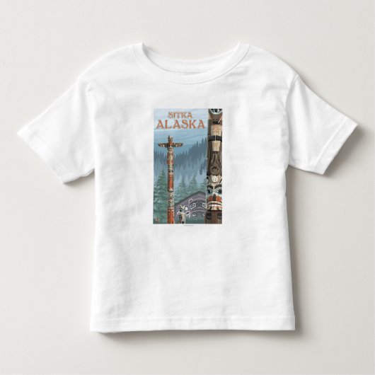 Alaska Totem Poles - Sitka, Alaska Kinder Shirts (Voorkant)