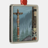 Alaska Totem Poles - Sitka, Alaska Metalen Ornament (Rechts)