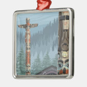 Alaska Totem Poles - Sitka, Alaska Metalen Ornament (Links)