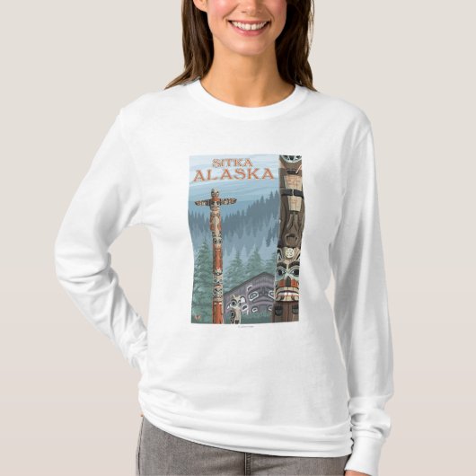 Alaska Totem Poles - Sitka, Alaska T-shirt (Voorkant)