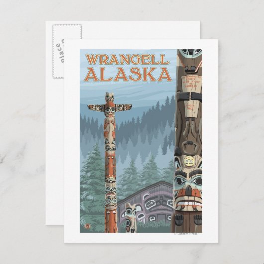 Alaska Totem Poles - Wrangell Alaska Briefkaart (Voorkant / Achterkant)