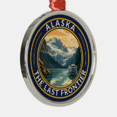 Alaska Travel Art Badge Metalen Ornament (Rechts)