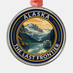 Alaska Travel Art Badge Metalen Ornament