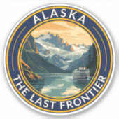 Alaska Travel Art Badge Sticker (Voorkant)
