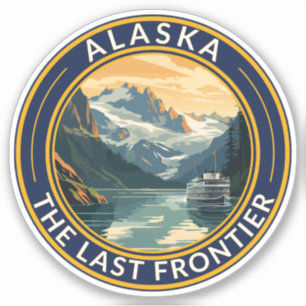 Alaska Travel Art Badge Sticker