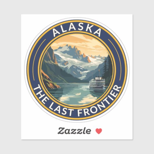Alaska Travel Art Badge Sticker (Vel)