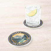 Alaska Travel Art Badge Zandsteen Onderzetter (Zijkant)