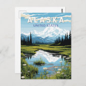 Alaska Travel Art Vintage Briefkaart (Voorkant / Achterkant)