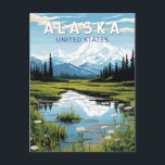 Alaska Travel Art Vintage Briefkaart<br><div class="desc">Alaska retro vector reisontwerp. Deze retro-stijl reiskunst, met zijn mix van gedurfde kleuren en allure, is ontworpen om een gevoel van avontuur te inspireren.</div>