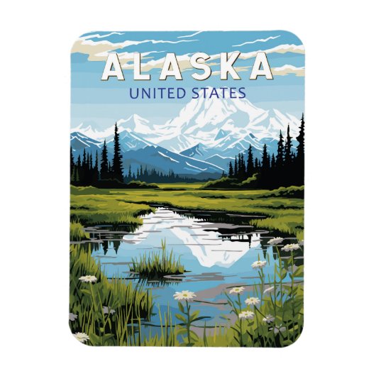 Alaska Travel Art Vintage Magneet (Verticaal)