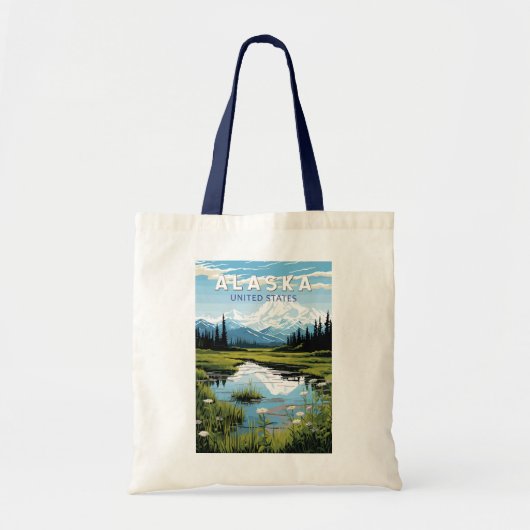 Alaska Travel Art Vintage Tote Bag (Voorkant)