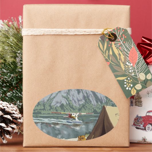 Alaska Travel Ovale Sticker (Feestdagen)