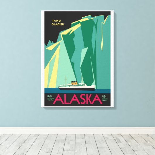  Alaska Travel Poster Art, Taku Glacier Canvas Afdruk (Insitu (Houten vloer))