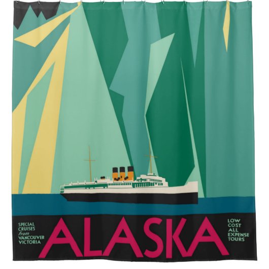  Alaska Travel Poster Art, Taku Glacier Douchegordijn (Voorkant)