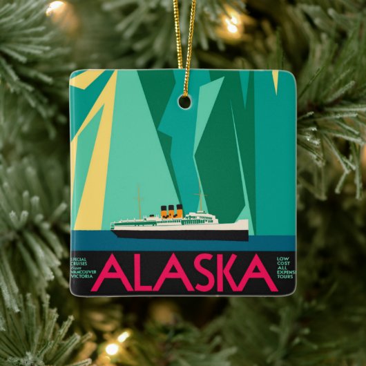 Alaska Travel Poster Art, Taku Glacier Keramisch Ornament (Boom)
