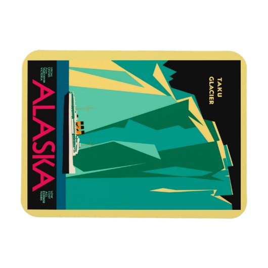  Alaska Travel Poster Art, Taku Glacier Magneet (Horizontaal)