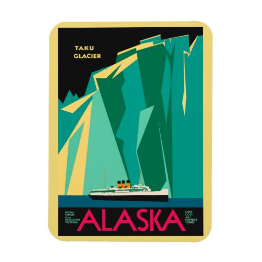  Alaska Travel Poster Art, Taku Glacier Magneet (Verticaal)