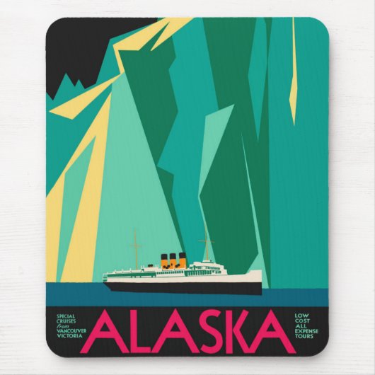  Alaska Travel Poster Art, Taku Glacier Muismat (Voorkant)